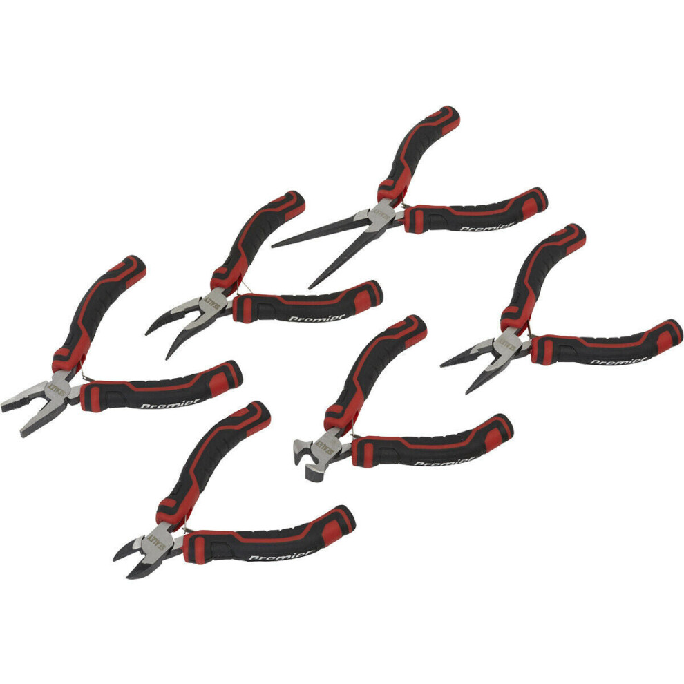 6 Piece Mini Pliers Set - Serrated Jaws - Hardened Cutting Edges - Comfort Grip