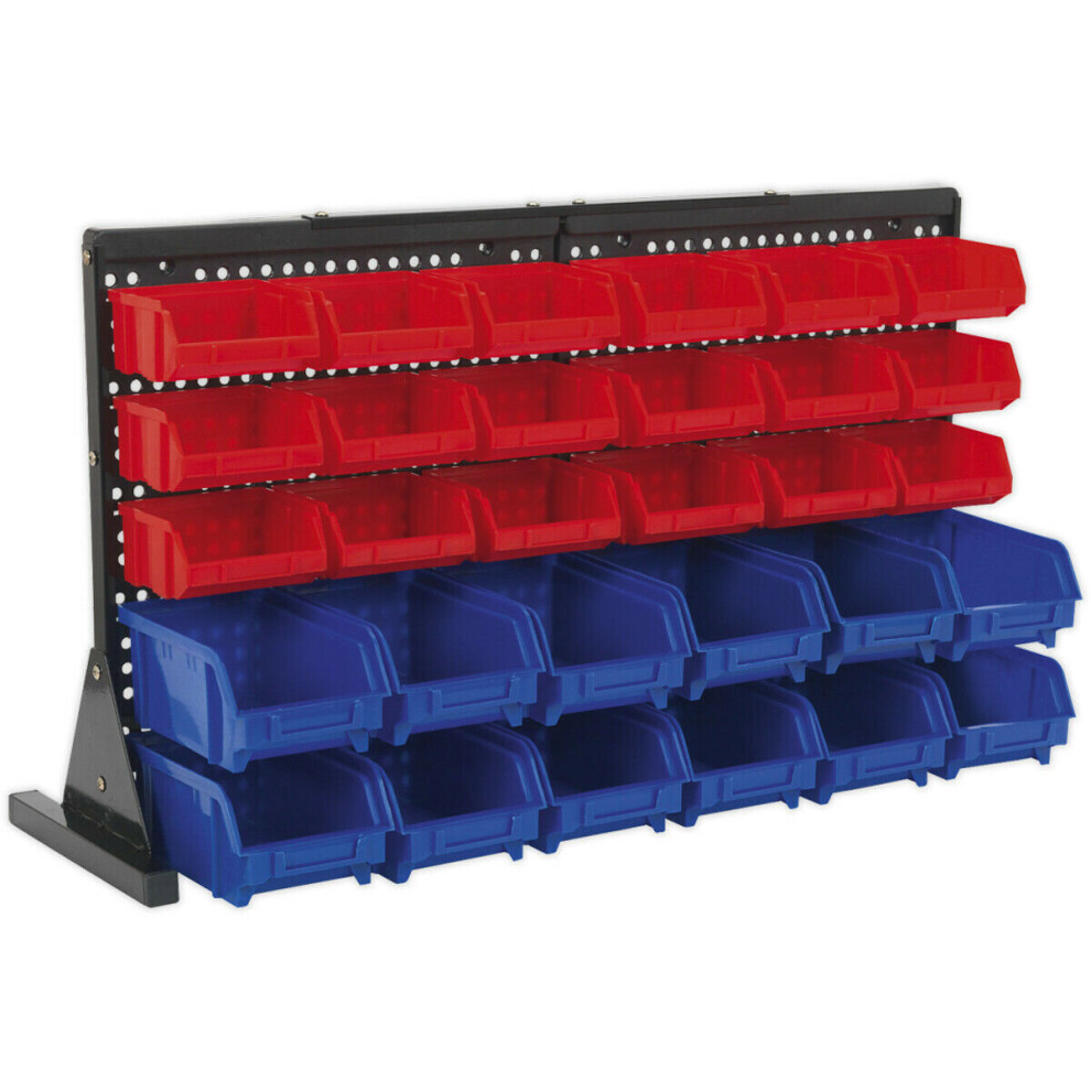 30 Tray / Bin Bench Mounted Parts Storage Rack - Garage & Warehouse Picking Unit