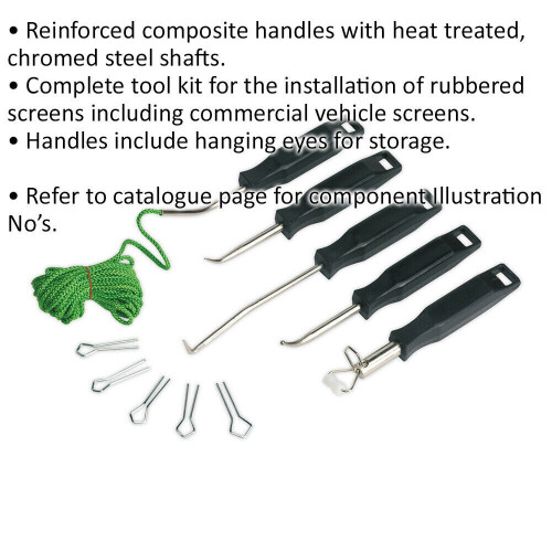 Loops 6 Piece Windscreen Installation Tool Kit - Composite Handles - Rubbered Screens 1