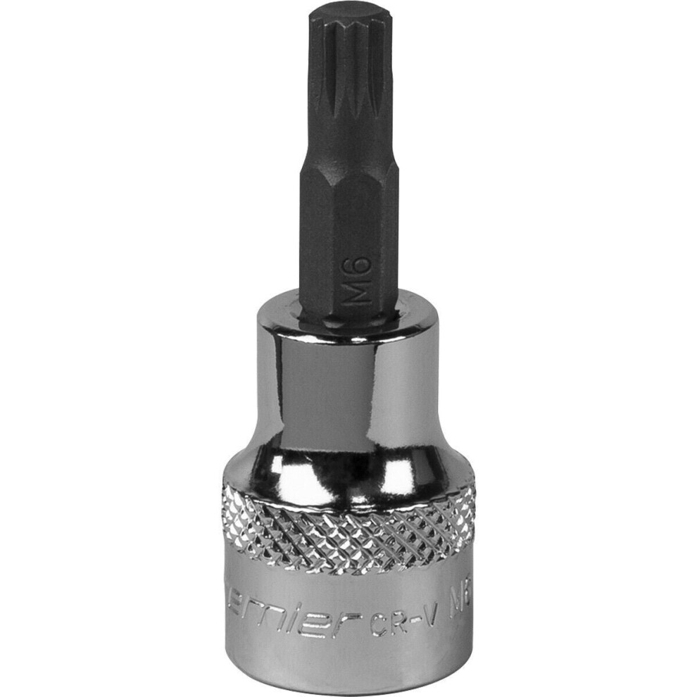 M6 Forged Spline Socket Bit - 3/8" Square Drive - Chrome Vanadium Wrench Socket