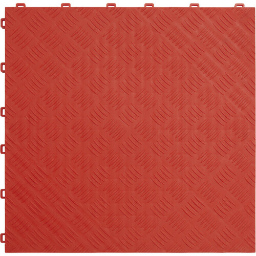 Loops 9 PACK Heavy Duty Floor Tile - PP Plastic - 400 x 400mm - Red Treadplate 2