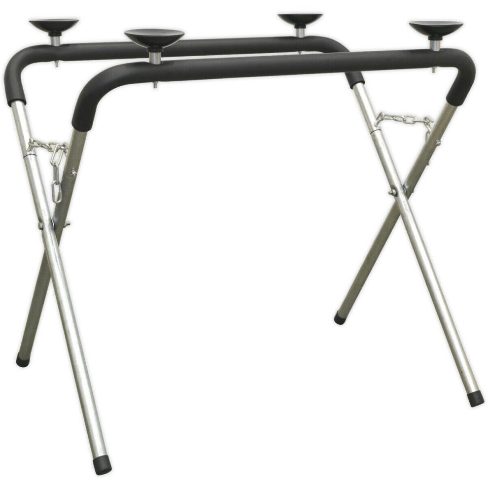 Folding Tubular Steel Windscreen Stand - Variable Height - Rubber Suction Cups 5056581948915