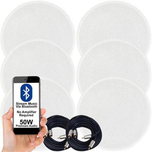 Loops Active Bluetooth 6x Ceiling Speaker Kit 50W Wireless HiFi Audio Streaming System 1