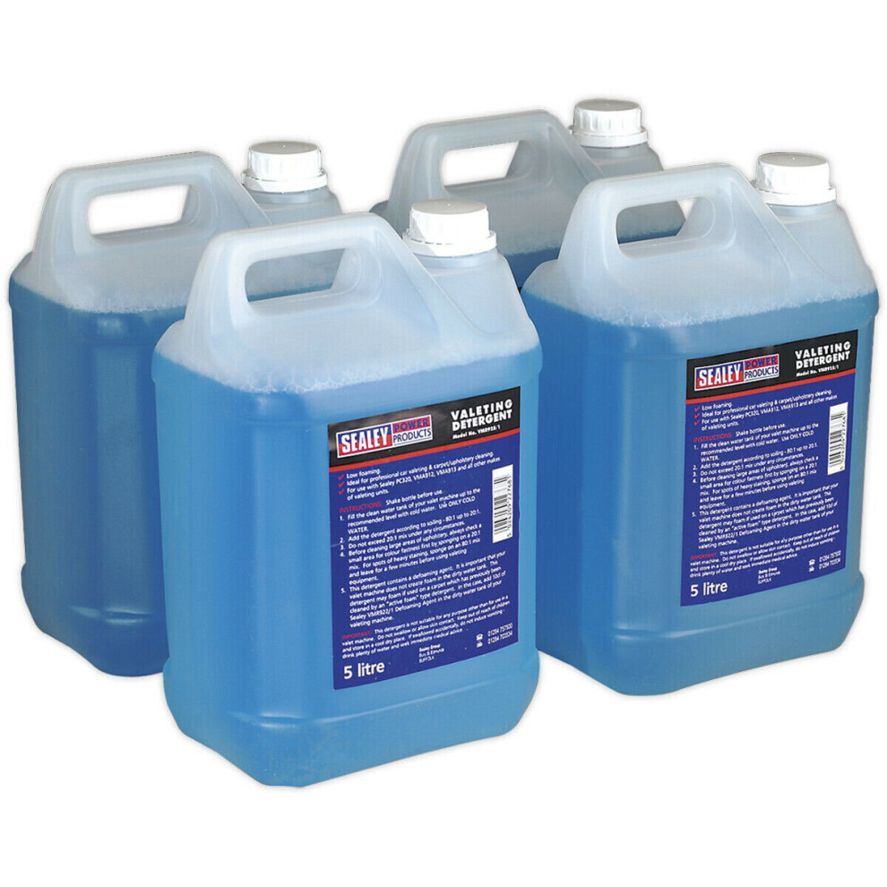 4 PACK Carpet Upholstery Detergent - 5 Litre - Valeting Cleaning Liquid Shampoo