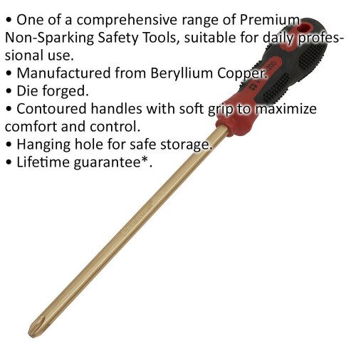 Loops Non-Sparking Phillips Screwdriver - #4 x 200mm - Soft Grip Handle - Die Forged 1