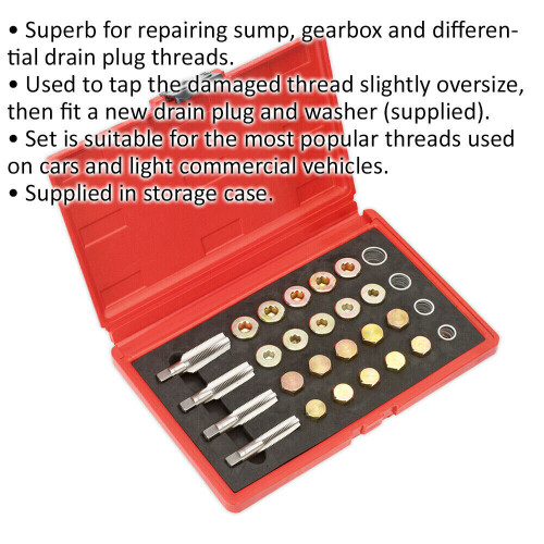 Loops Drain Plug Thread Repair Set - Sump Gearbox & Drain Plug - Storage Case 1