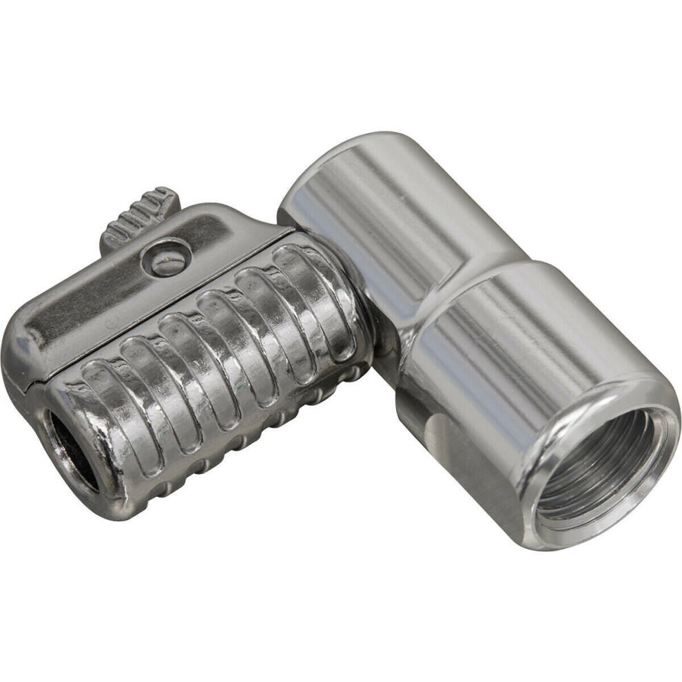1/4" Bsp Female 90 Degree Angled Tyre Inflator Clip-On Connector 360 Swivel Head 5056524293492