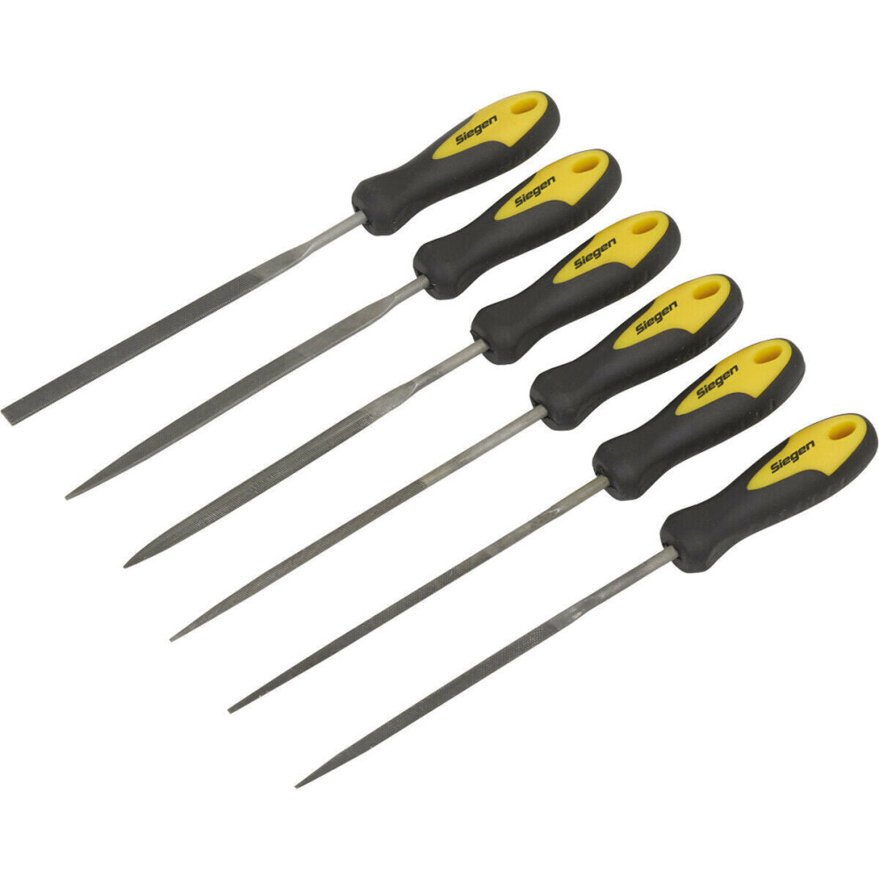 Loops 6 Piece 100Mm Needle File Set - Comfort Grip Handles - Precision Micro Files