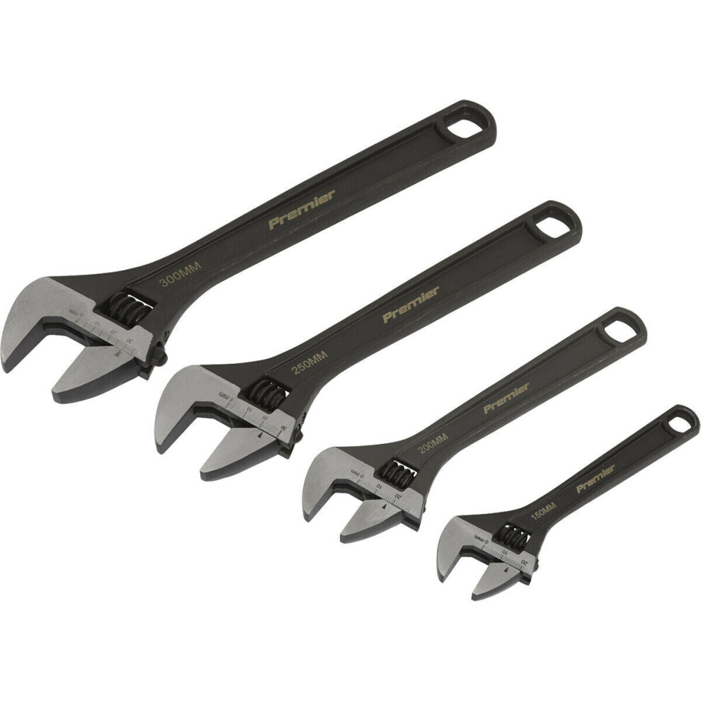 Loops 4 Piece Wrench Set - Four Adjustable Drop Forged Steel Wrenches - Various Sizes