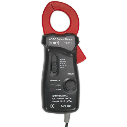 Loops 28mm AC/DC Current Clamp - 40A & 400A Settings - 4mm Banana Clips - 9V Battery 2