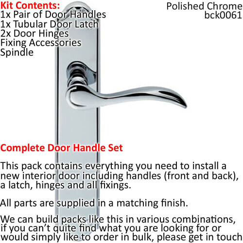 Loops Door Handle & Latch Pack Chrome Victorian Scroll Lever on Backplate 245 x 45mm 1