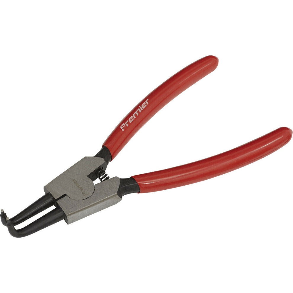 140Mm Bent Nose External Circlip Pliers - Spring Loaded Jaws - Non-Slip Tips 5056524253380