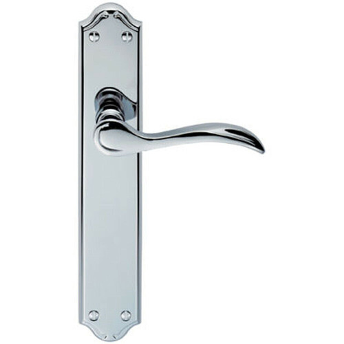 Loops Door Handle & Latch Pack Chrome Victorian Scroll Lever on Backplate 245 x 45mm 2