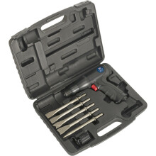 Composite Air Hammer Kit - Long Stroke - 5 Steel Chisels - Storage Case