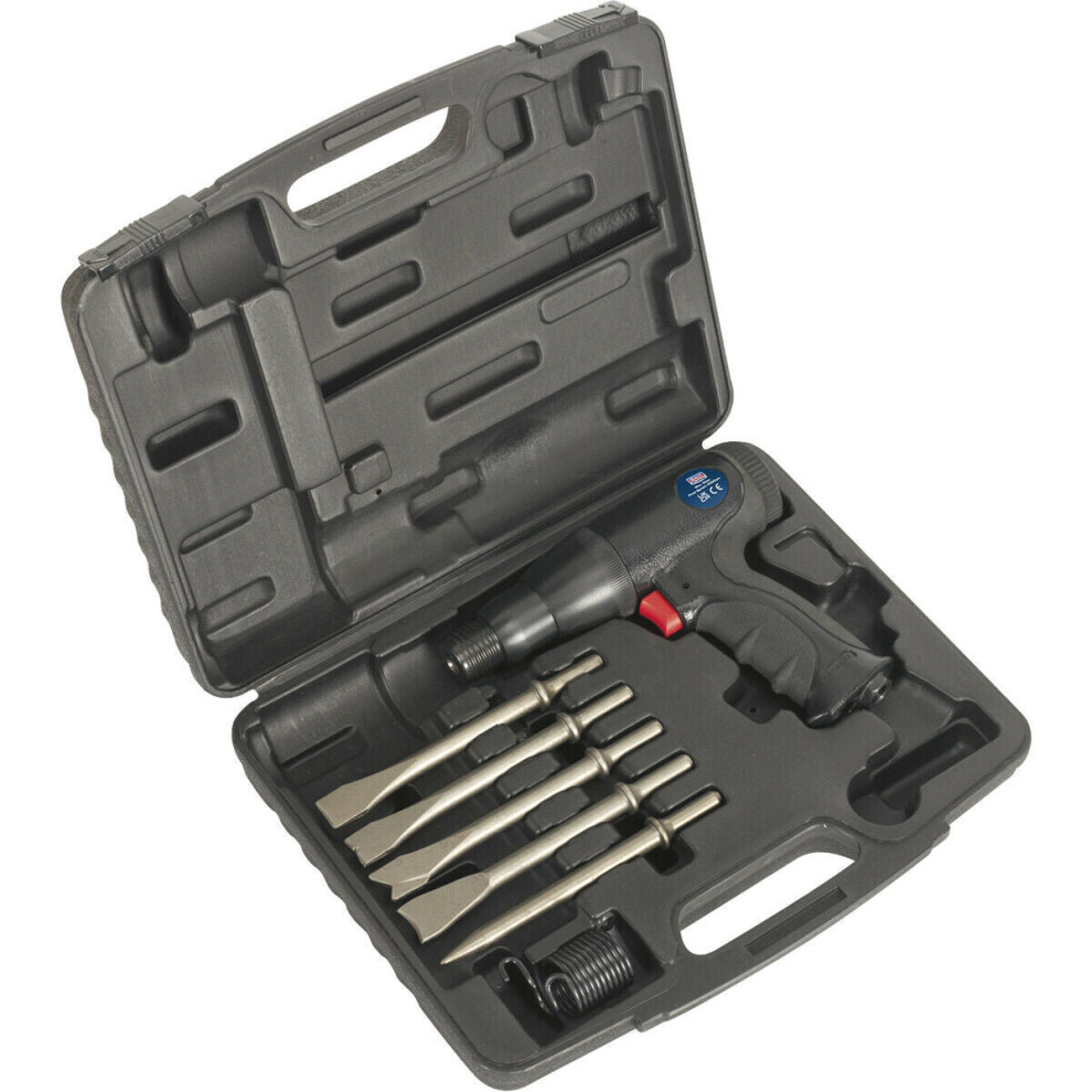 Composite Air Hammer Kit - Long Stroke - 5 Steel Chisels - Storage Case