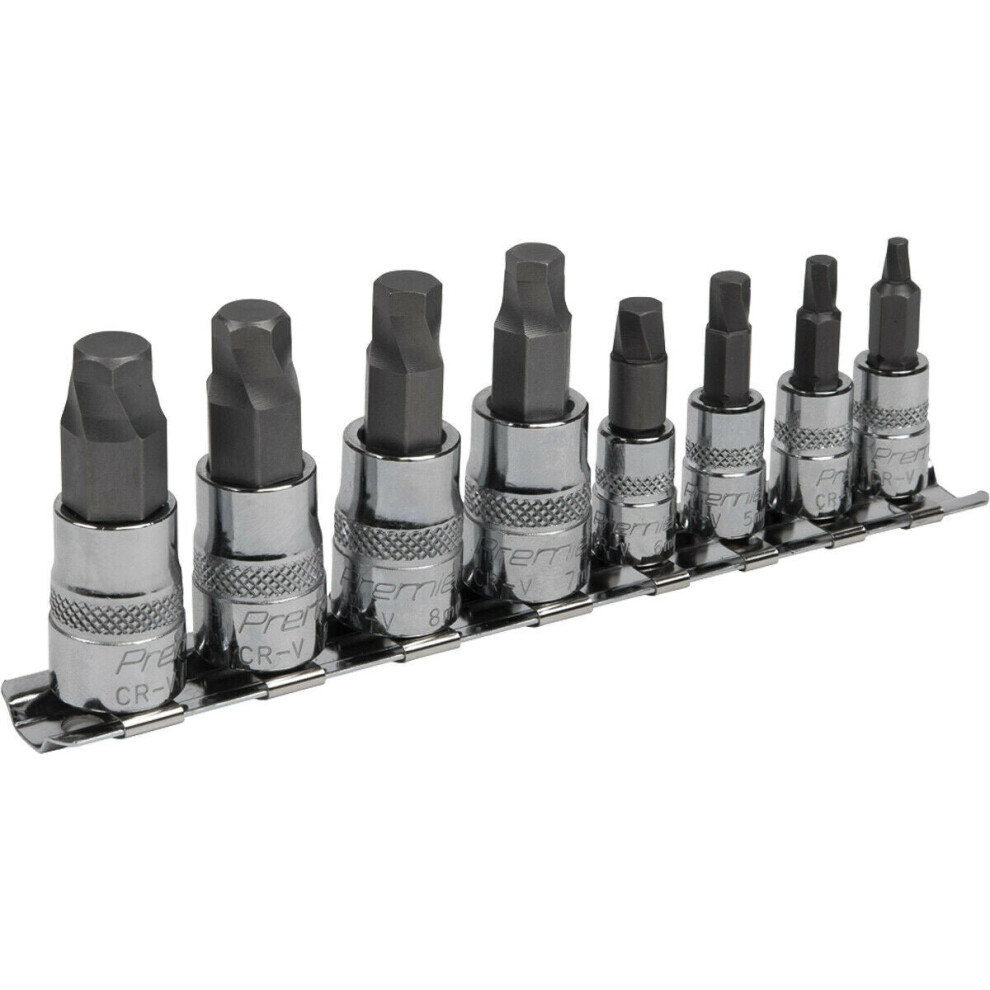 Loops 8 Piece Lock On Hex Socket Bit Set - 1/4" & 3/8" Sq Drive - S2 Steel Bits