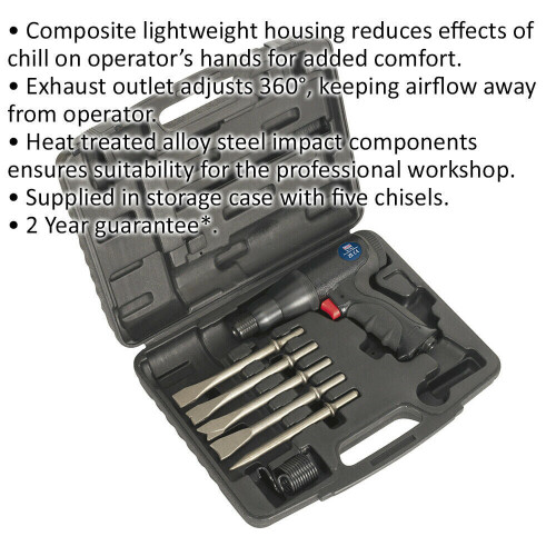 Loops Composite Air Hammer Kit - Long Stroke - 5 Steel Chisels - Storage Case 1