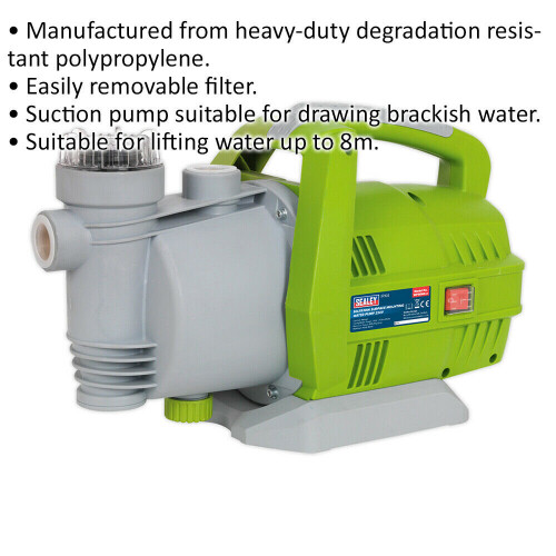 Loops Surface Mounting Water Pump - 50L/Min - Removeable Filter - 650W Motor - 230V 1