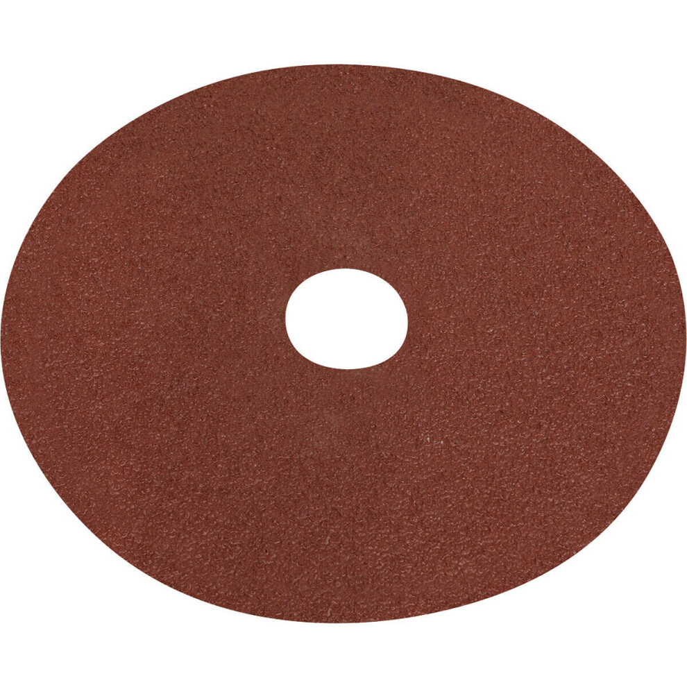 25 PACK 125mm Fibre Backed Sanding Discs - 40 Grit Aluminium Oxide Round Sheet