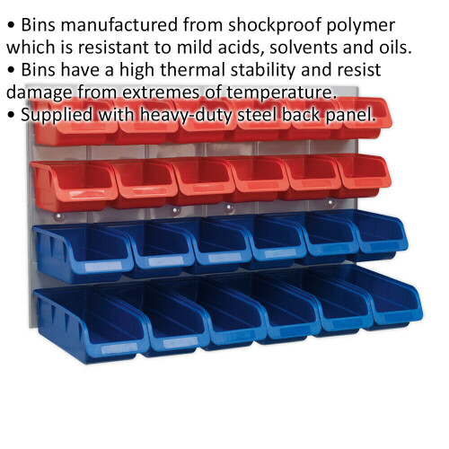 Loops 24 Assorted Red & Blue Plastic Storage Bin & Wall Panel Warehouse Picking Trays 1
