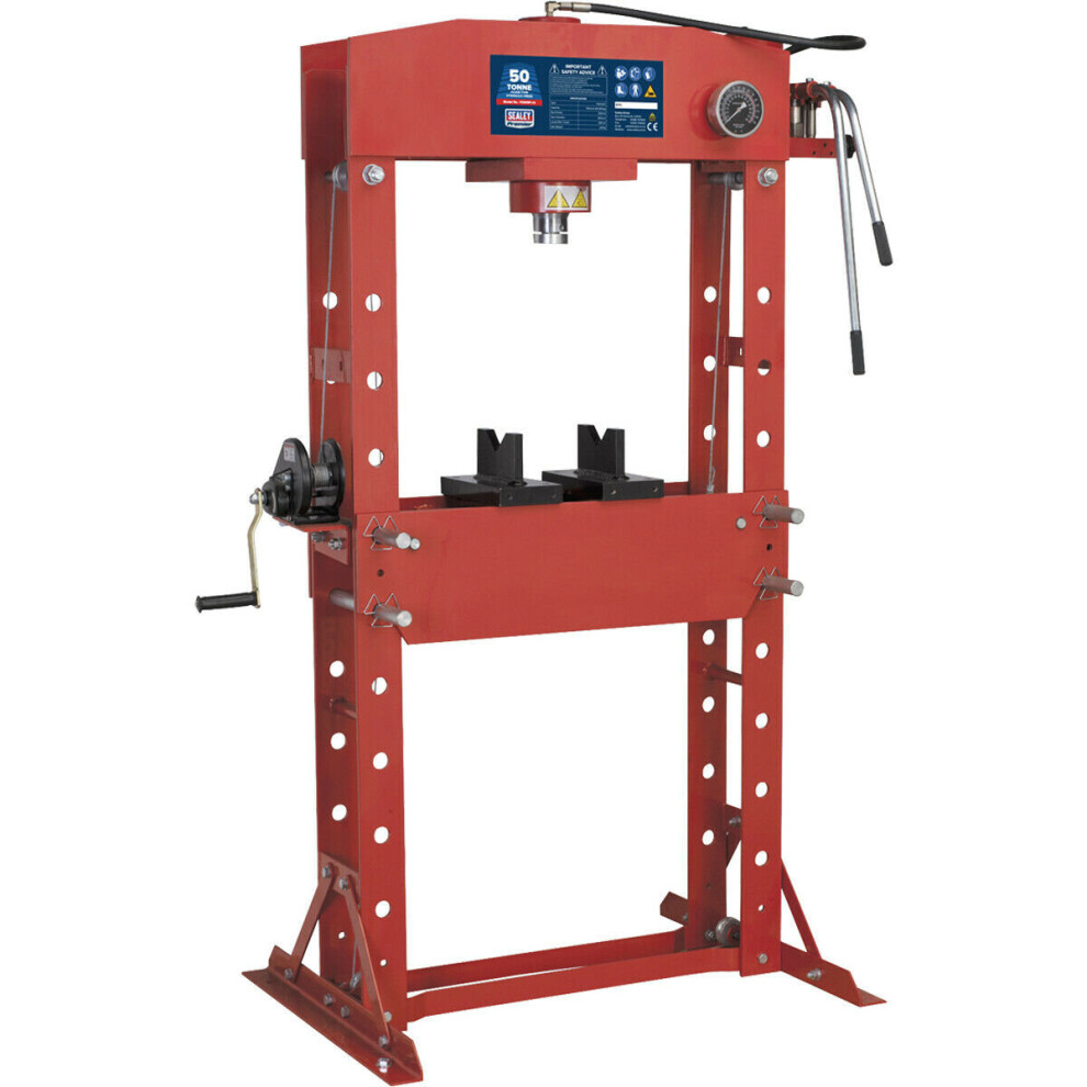 50 Tonne Floor Type Hydraulic Press - 2 Speed Pump Unit - Sliding Ram Assembly