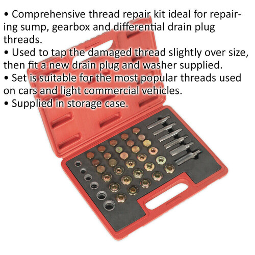 Loops Oil Drain Plug Master Thread Repair Set - Thread Plug Tap Kit - Storage Case 1