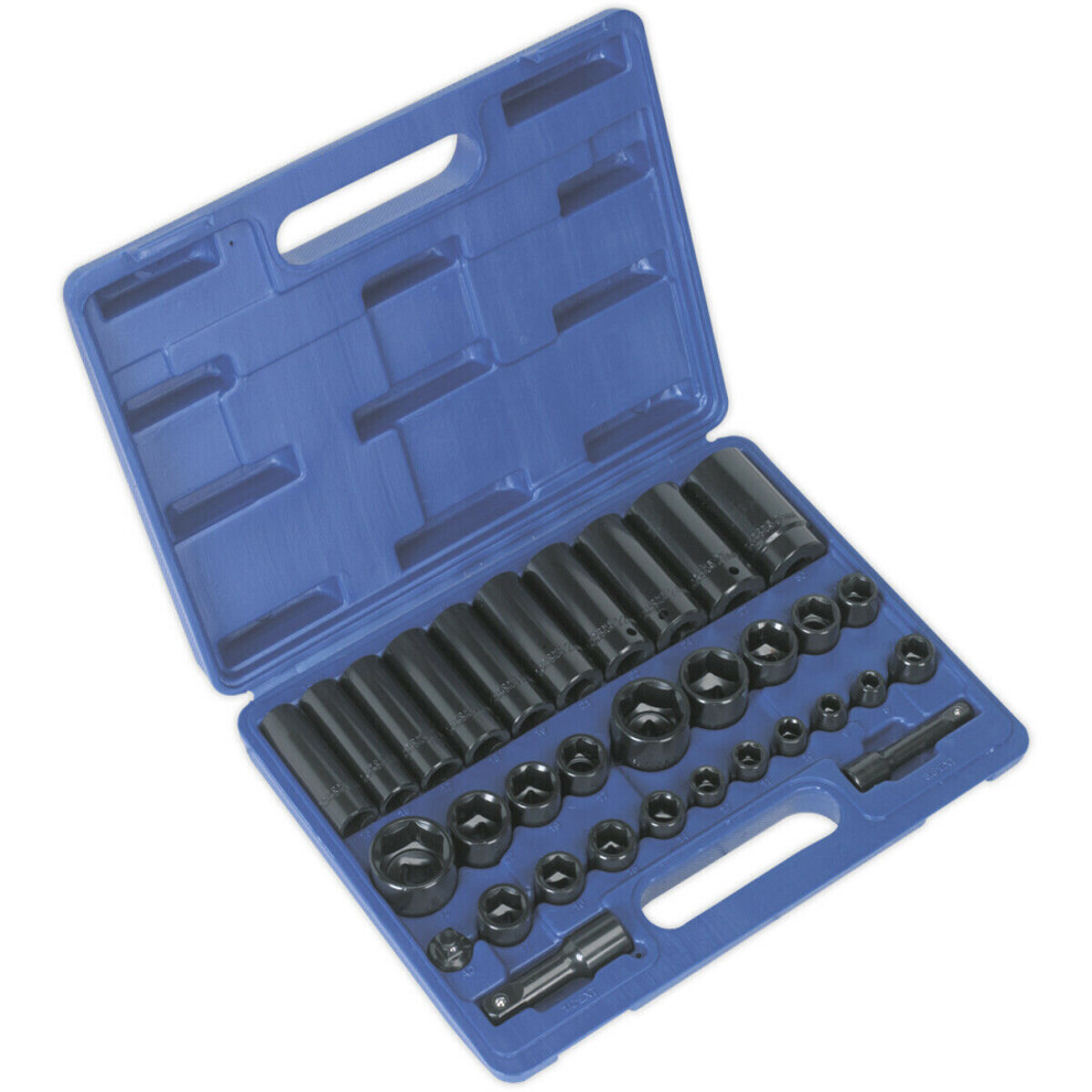 32 Piece Impact Socket Set - 3/8" & 1/2" Sq Drive - Standard & Deep Sockets