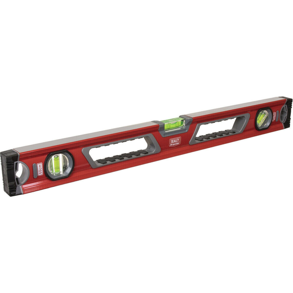 600mm 3 Chamber Spirit Level - Precision Milled - PREMIUM Grip Handle Cut-Away