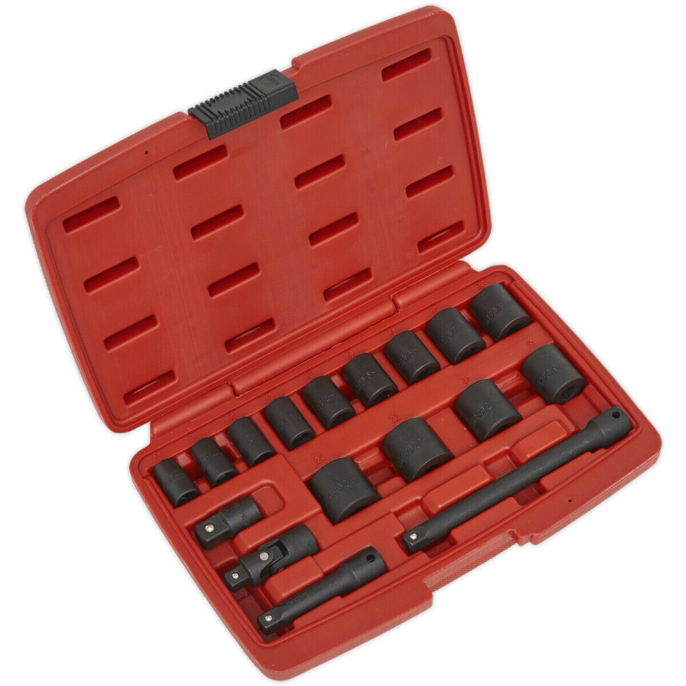 17 Piece PREMIUM Impact Socket Set - 3/8" Sq Drive - Hardened & Tempered