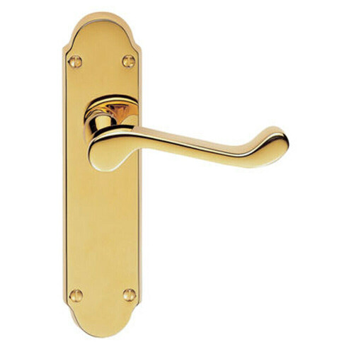 Loops PAIR Victorian Upturned Handle on Latch Backplate 170 x 42mm Stainless Brass 2