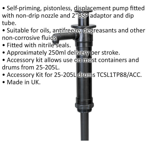 Loops Heavy Duty Self-Priming Displacement Pump - 2" BSP Adaptor - 250ml Per Stroke 1