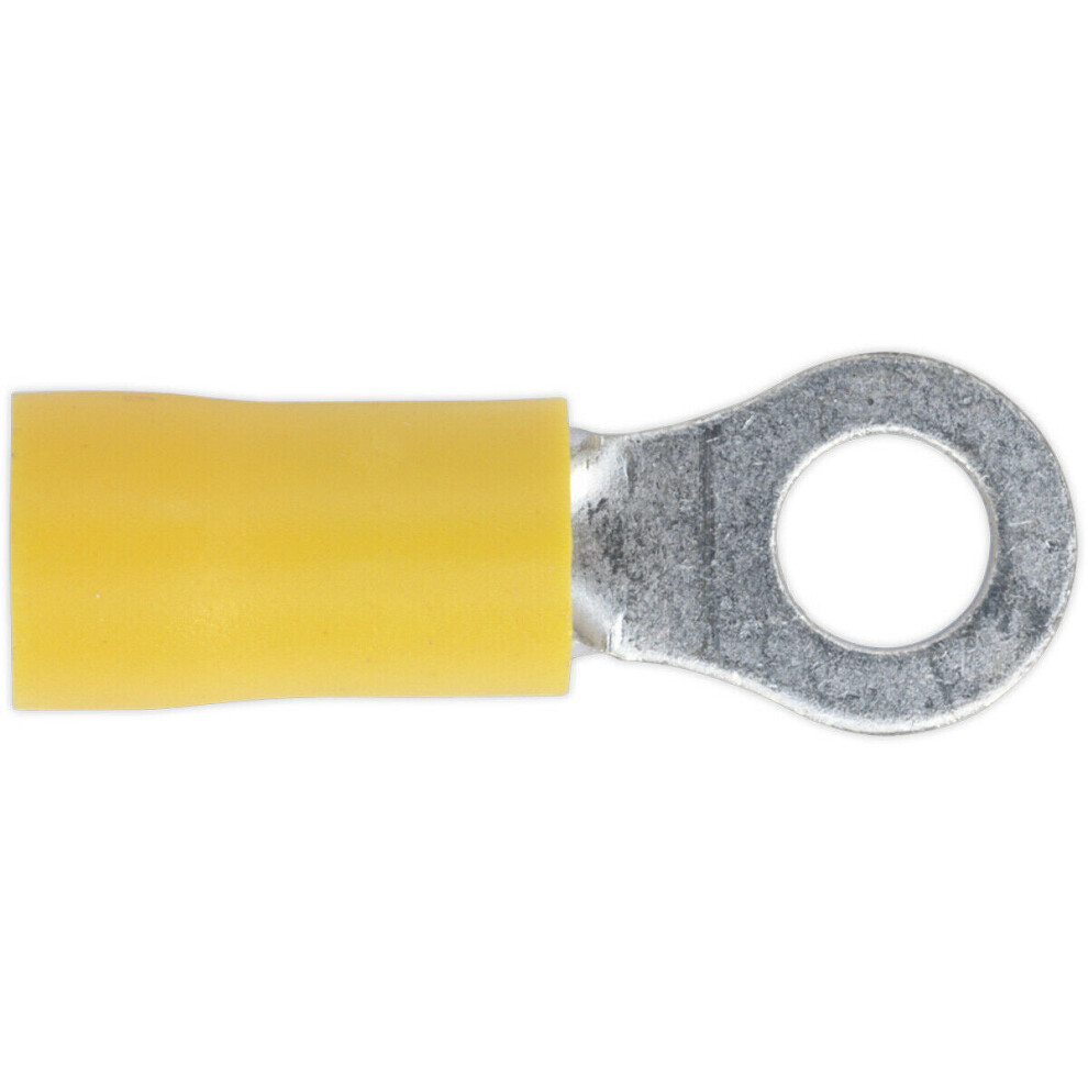 100 PACK Easy-Entry Ring Terminal - 5.3mm Dia - 12 to 10 AWG Cable - Yellow