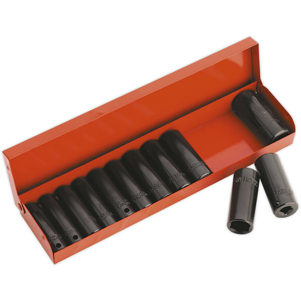 Loops 12 Piece Premium Impact Socket Set - 3/8" Sq Drive - Deep Sockets - High Torque