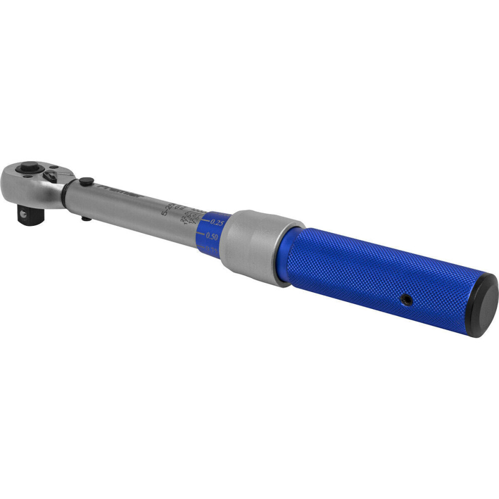 Micrometer Style Torque Wrench - 3/8" Sq Drive - Calibrated - 5 to 25 Nm Range