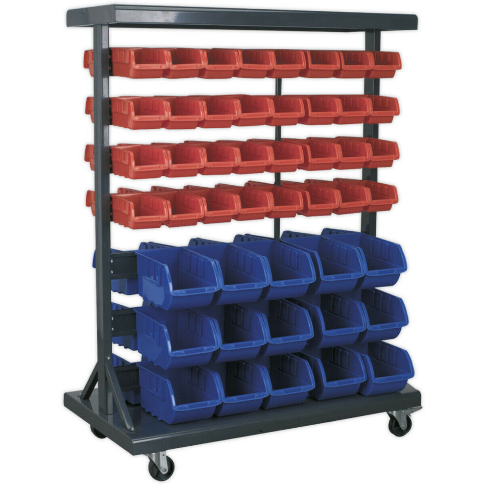 Loops 94 Tray / Bin Mobile Parts Storage Rack - Garage & Warehouse Parts Picking Unit