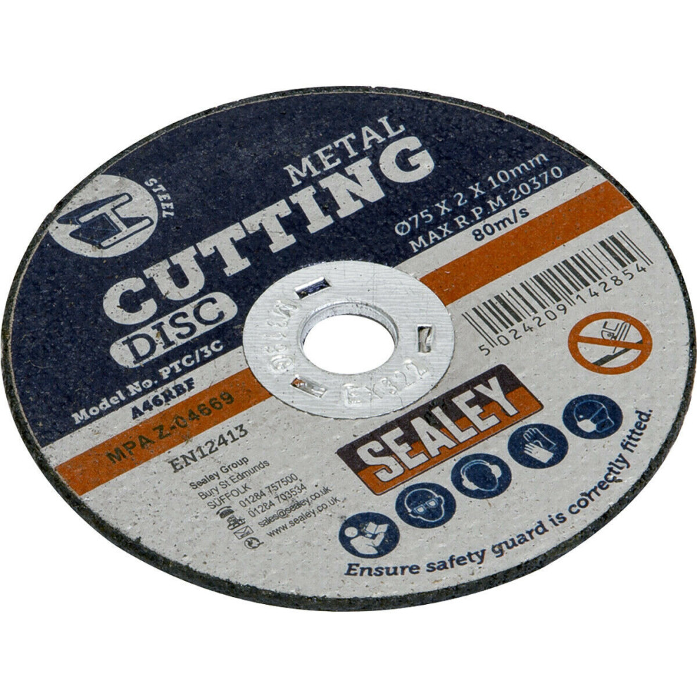 Loops 75 X 2Mm Flat Metal Cutting Disc - 10Mm Bore - Heavy Duty Angle Grinder Disc