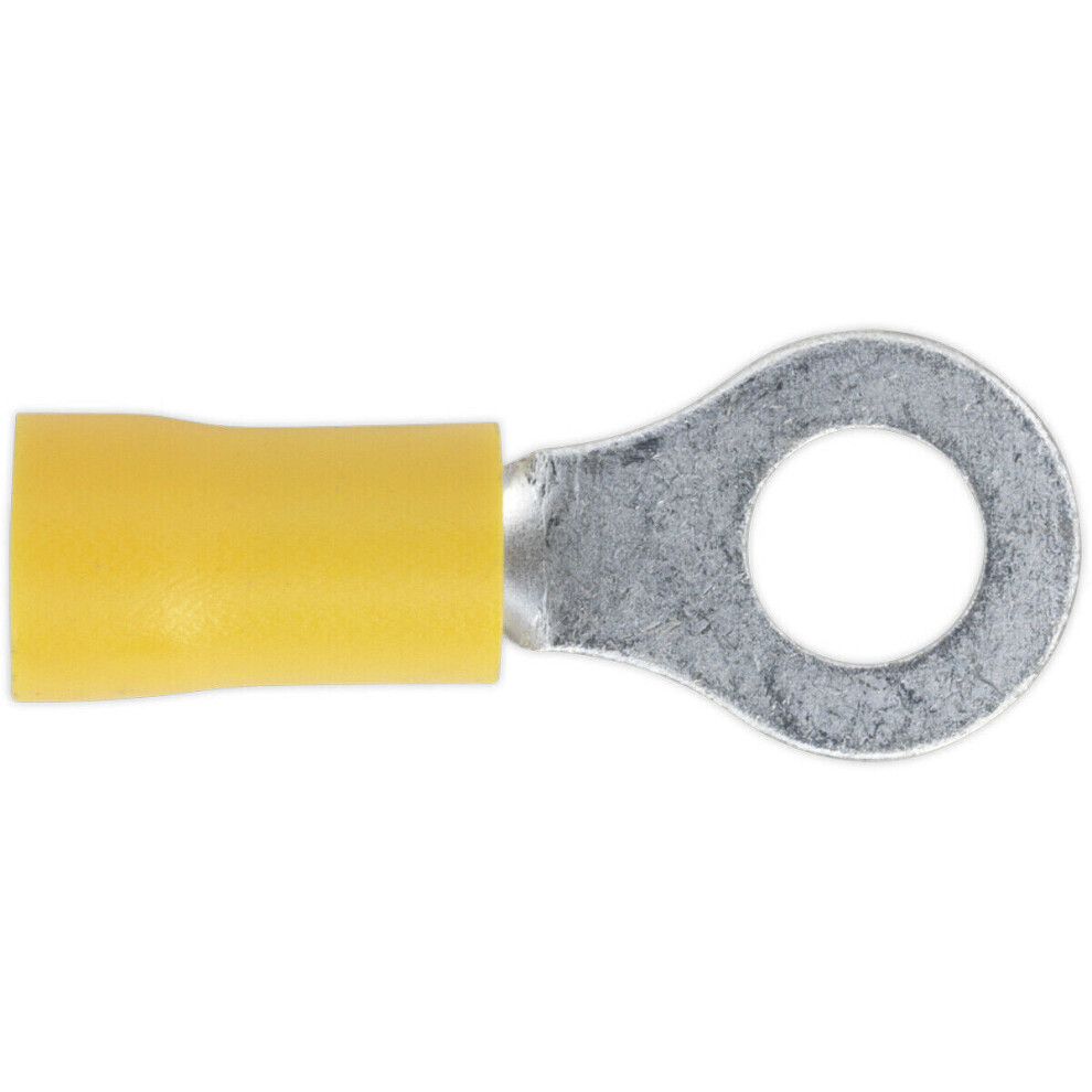 Loops 100 Pack Easy-Entry Ring Terminal - 6.4Mm Dia - 12 To 10 Awg Cable - Yellow