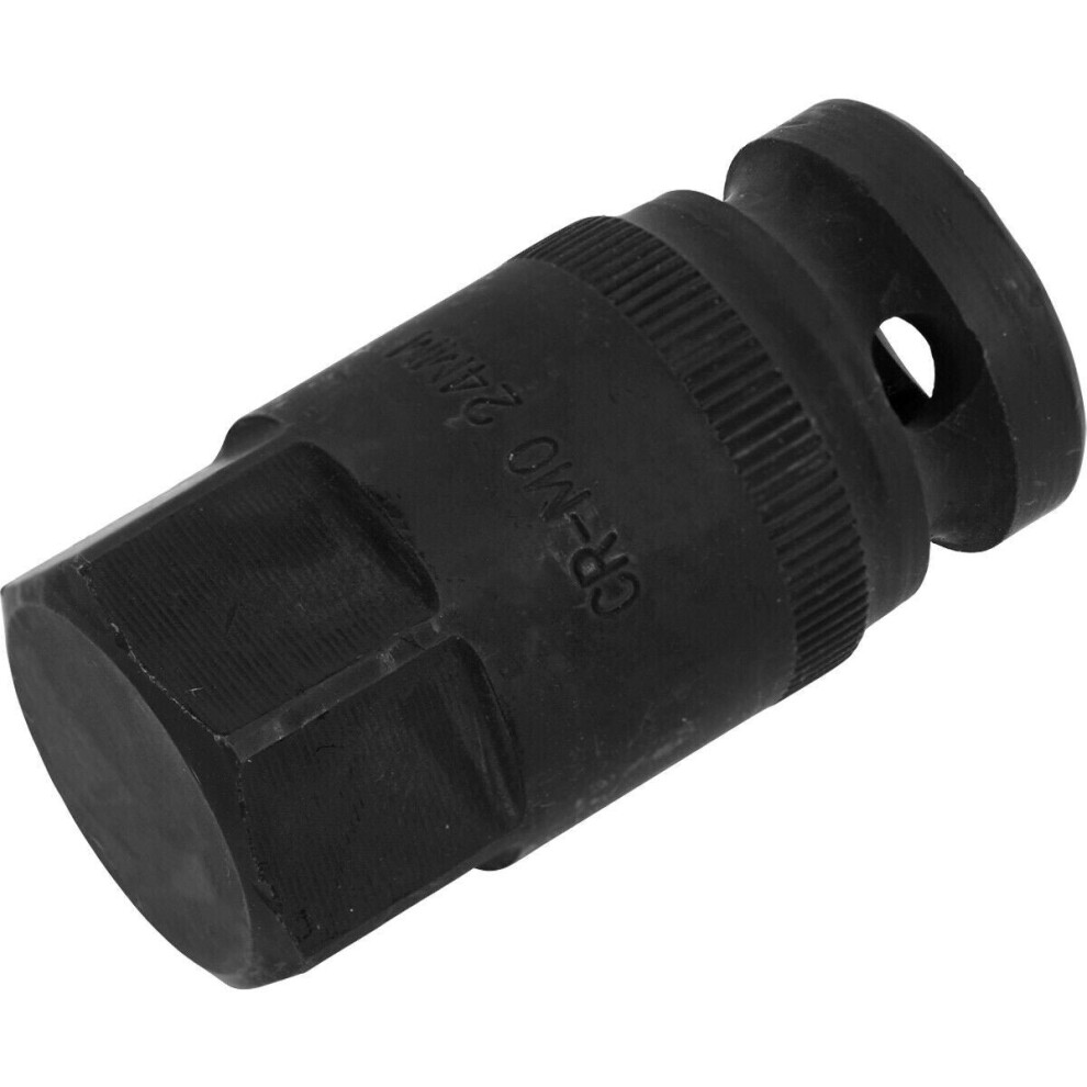 H24 / 24mm HEX Motorcycle Wheel Nut Socket - 1/2" Square Drive - 53mm Long