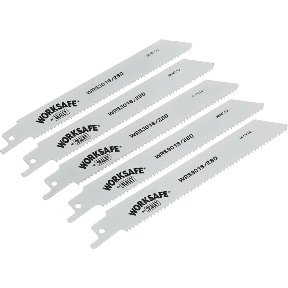 5 PACK 280mm Reciprocating Saw Blade - 10 TPI - Suitable for Iron Steel Pipes