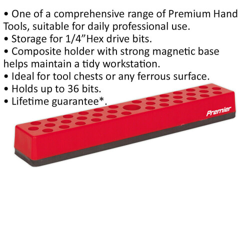 Loops 36 Capacity Magnetic Bit Holder - Screwdriver HEX Drill Bit Organizer Block 1