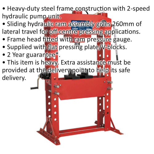 Loops 75 Tonne Floor Type Air Hydraulic Press - Sliding Ram Assembly - 2 Speed 1