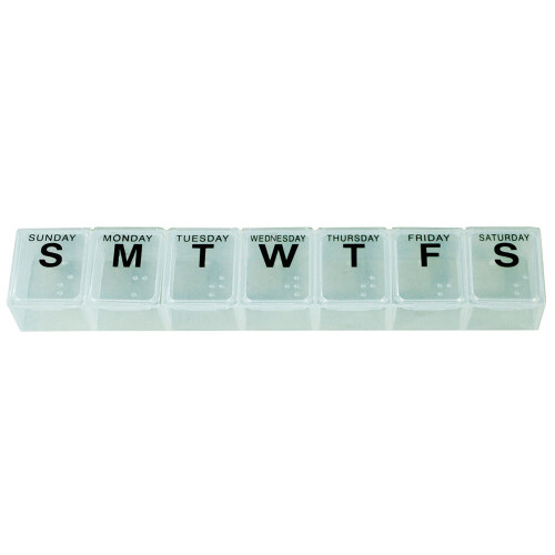 Loops Large 7 Compartment Weekly Pill Dispenser - Flip Top Lids - Braille Lettering