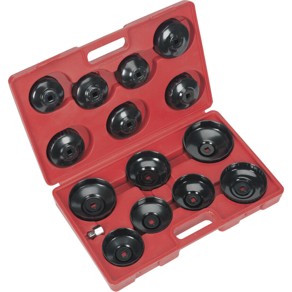 15 Piece Oil Filter Cap Wrench Set - 3/8" & 1/2" Sq Drive - Rust Protection