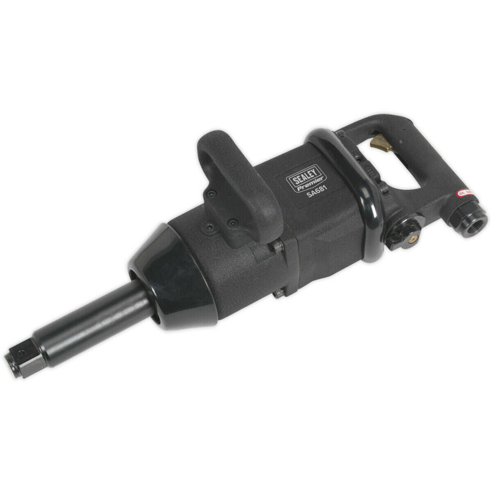 Straight Air Impact Wrench with Side Handle - 1 Inch Sq Drive - Long Anvil