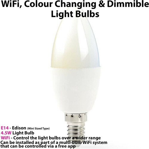 Loops 2x WiFi Colour Change LED Light Bulb 4.5W E14 Warm Cool White Mini Dimmable Lamp 1