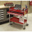 Loops Heavy Duty 2 Level Workshop Trolley - Lockable Drawer - 80kg Per Shelf - Red 4