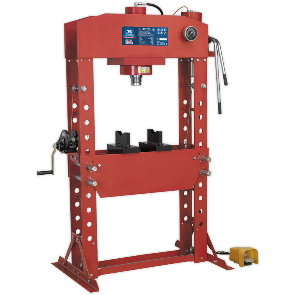 75 Tonne Floor Type Air Hydraulic Press - Sliding Ram Assembly - Foot Pedal