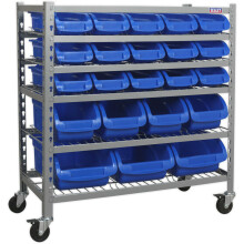 22 Tray / Bin Mobile Parts Picking Trolley - Garage & Warehouse Storage Unit