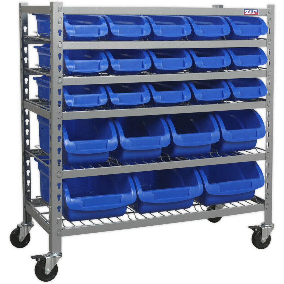22 Tray / Bin Mobile Parts Picking Trolley - Garage & Warehouse Storage Unit