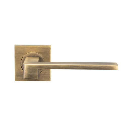 Loops PAIR Flat Squared Bar Handle on Square Rose Concealed Fix Antique Brass 2